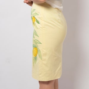 Lemon Print Hand Painted Skirt Floral Yellow High Waist Pencil Skirt Amalfi Italian Summer Holidays Lemon Italian Style Amalfi Coast Size M image 3