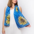 Ukraine Sunflower Hand Painted Blue Yellow Scarf Ukraine Flag Gift 54X14 product logo