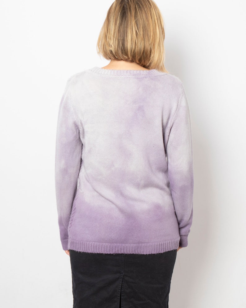 Hand Dyed Upcycled Lavender Sweater Upcycled Wool Sweater Soft Cashmere Sweater Wool Jumper Will fit M L sizes Mom Gift image 6