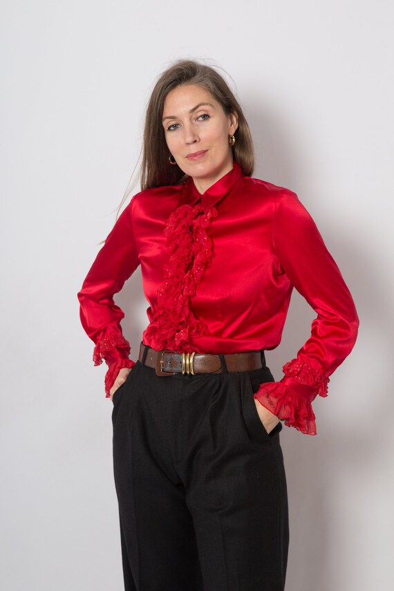 Satin ruffle top Clearance