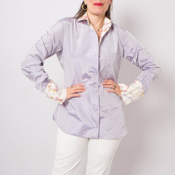 Vintage Pucci Silk Shirt Lavender Spring Blouse Em
