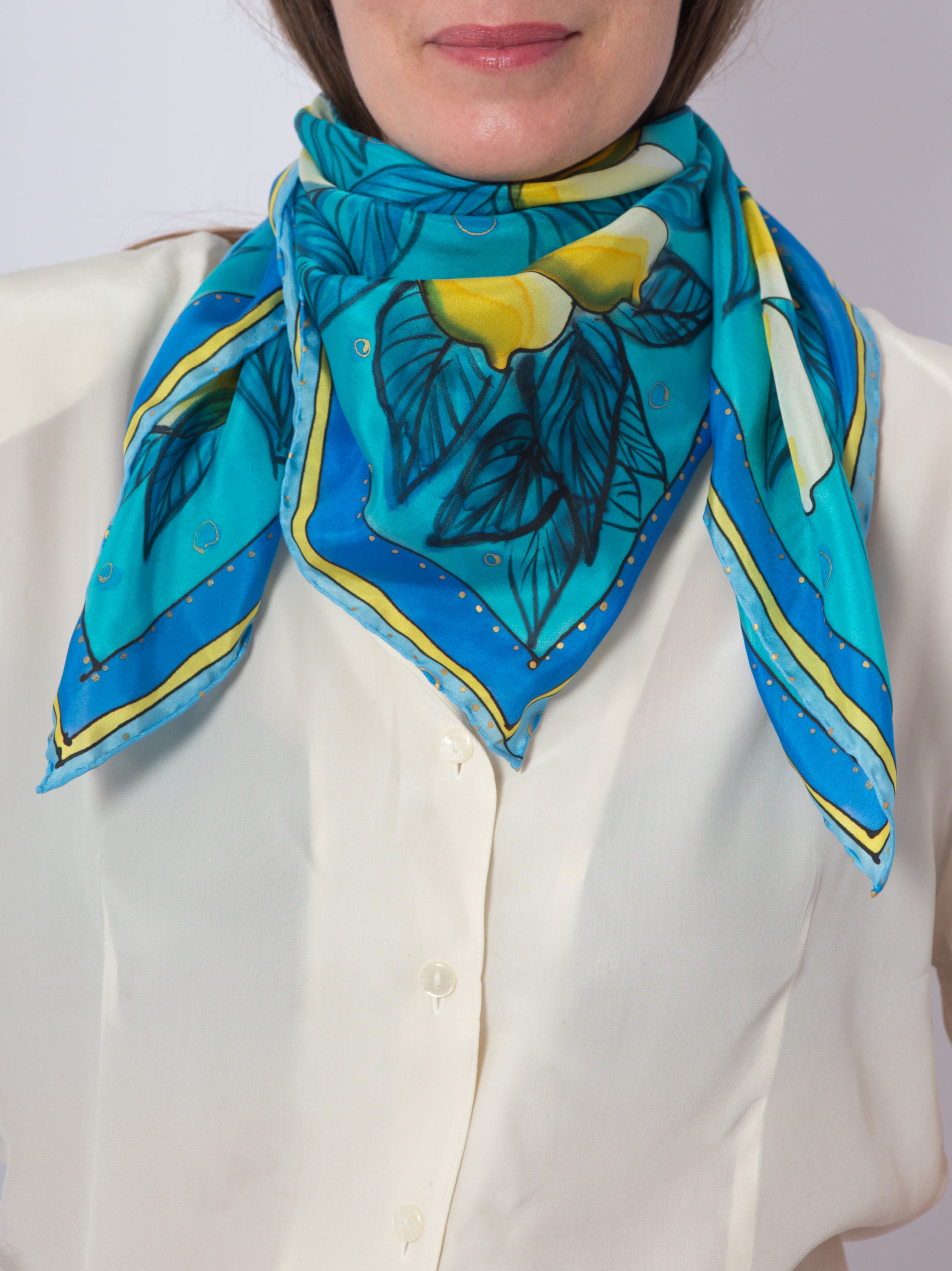 Foulard jaune mode français à double-face
