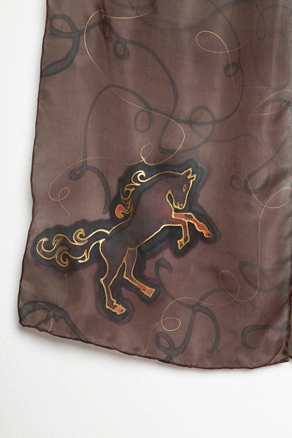 Horse Hand Painted Silk Scarf Horse Print Equestrian Scarf Etsy