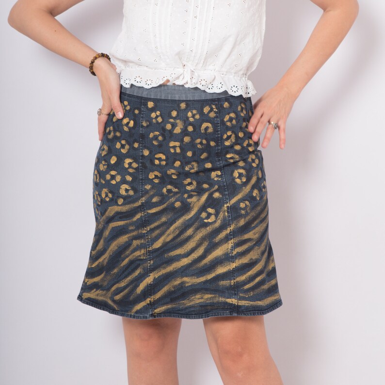 leopard print skirt denim