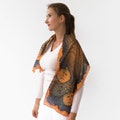 Halloween Hand Painted Orange Silk Scarf Spider Web Pumpkin  Gift 51X13 product logo
