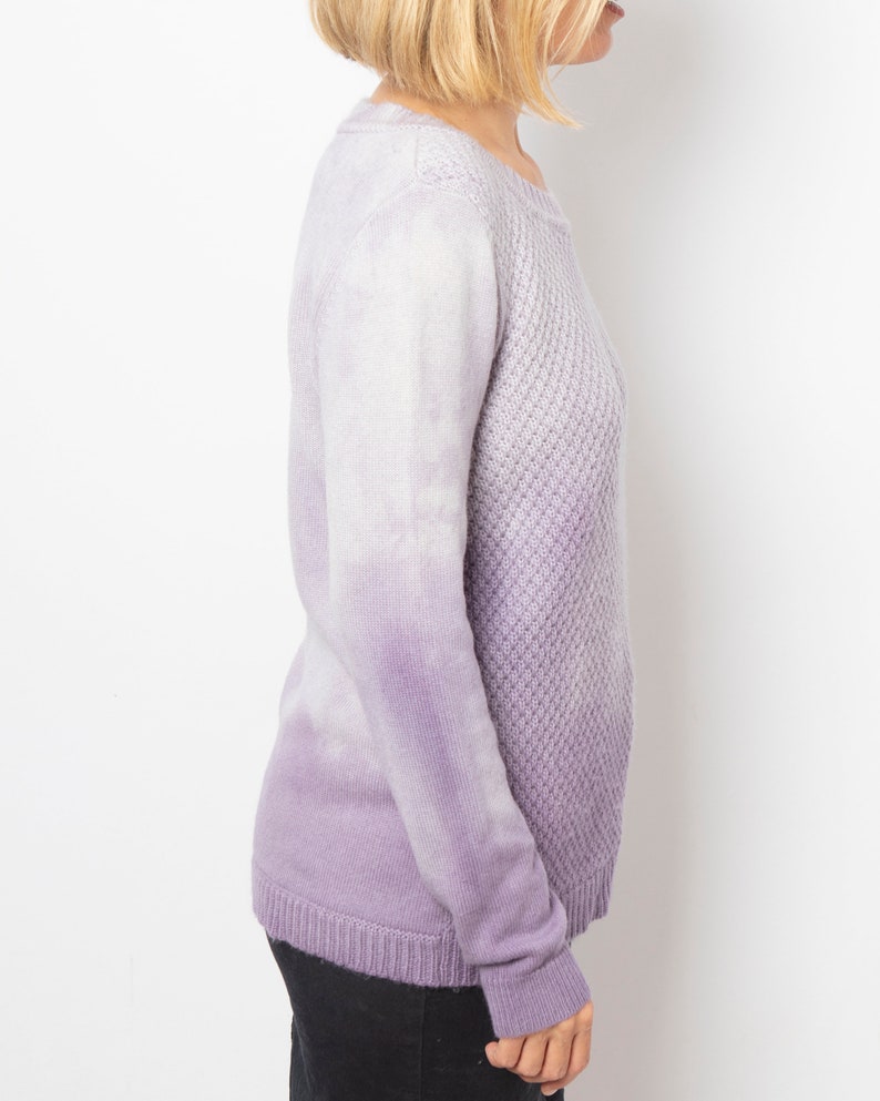 Hand Dyed Upcycled Lavender Sweater Upcycled Wool Sweater Soft Cashmere Sweater Wool Jumper Will fit M L sizes Mom Gift image 7