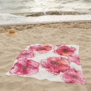 Poppy Sarong Hand Painted Sarong Poppy Print Scarf Batik Sarong Beach ...