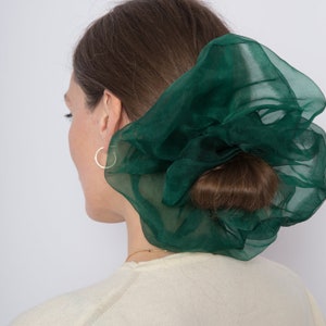 Green Silk Organza Scrunchie Green Silk Scrunchie Silk Scrunchie Giant Scrunchie 100% Silk Scrunchie Prom Scrunchie Wedding Scrunchie Gift