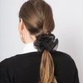 Black Small Silk Organza Scrunchie Elegant Hair Accessories Party Gift product logo