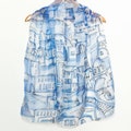 Santorini Greece Hand Painted Silk Scarf Silk Chiffon Summer Scarf Blue White Greece Print Santorini Scarf Anniversary Gift Wife Gift 58X17 product logo