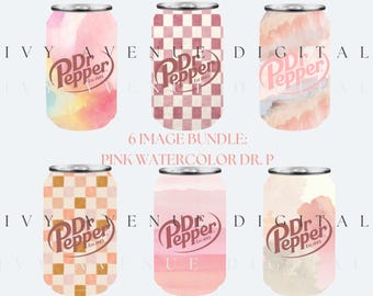 6 Image Bundle - Watercolor Dr. P Soda PNG - Digital Download for Cricut, Heat Press, DIY