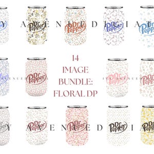 Paquete de 14 imágenes: Floral Dr. P Soda PNG: descarga digital para Cricut, transferencia de calor para planchar para ropa personalizada • DESCARGA DIGITAL