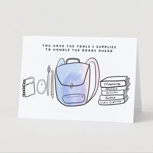 Tarjeta de felicitación de fin de terapia: Mochila