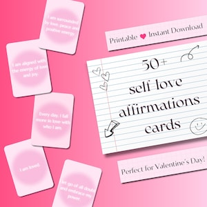 Tarjetas de afirmación de amor propio imprimibles | Descarga instantánea | Regalo de cuidado personal | Día de San Valentín | Autocuidado y aumento de la confianza