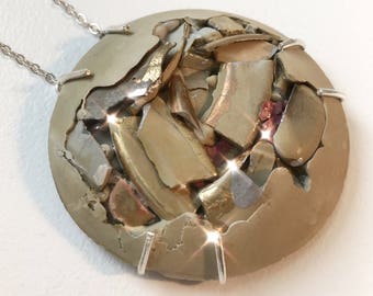 Mixed Materials Sterling Silver and Concrete Pendant - Art Jewelry