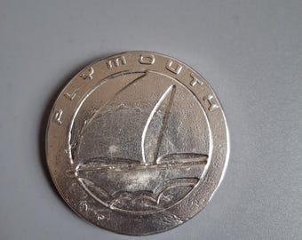 Pewter PLYMOUTH logo medallion