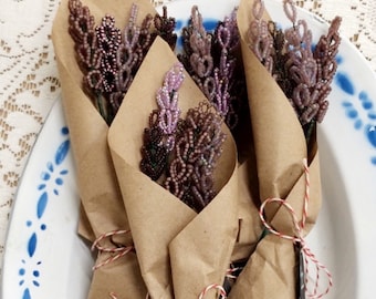 Fresh Beaded lavender Flower Bouquet//Wrapped in Classy Brown Paper with Delicate String // Summer Flowers