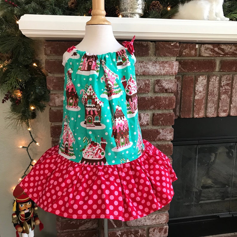 Gingerbread House Polka Dot Christmas Girls Dress Clothing Girls Clothing Bgc Sedahotels Com