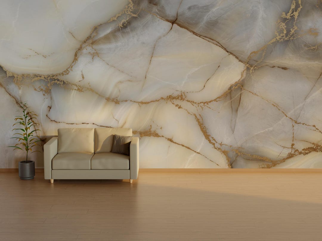 Luxury Marble Wallpaper - White and Gold Peel and Stick Wall Covering ...