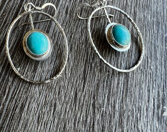 Turquoise and Sterling Silver drop Earrings