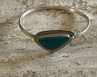 Brilliant Blue Turquoise and Sterling Silver Bangle Bracelet.