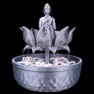 Buddha in Bloom Tabletop Fountain – Tranquil Zen Water Feature | Indoor Desktop Fountain | Mindfulness & Meditation Decor