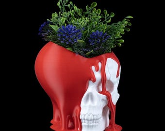 Love Decay Planter – Gothic Skull Heart Pot | Unique Planter for Succulents & Air Plants | Unpainted or Hand-Painted