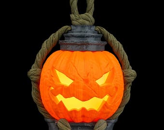 Jack-O-Glow Table Lamp – Jack-O’-Lantern Lantern | Halloween Decor | Pumpkin Night Light | Includes LED Tea Light
