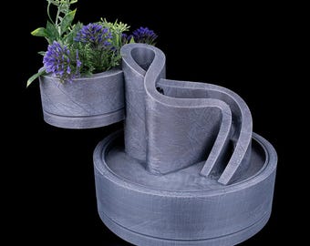 Fontaine de table et jardinière Current Calm - Jeu d'eau intérieur moderne avec mini-jardin intégré