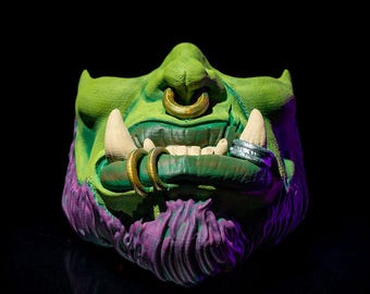 Orc Mask – Casque Monster Fantasy à porter | Cosplay guerrier orc brutal | Couleur personnalisée ou peint | GN, Halloween ou exposition