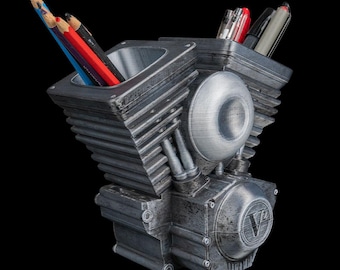 V-Twin Tidy – Motorcycle Engine Pen Holder