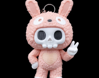 Figurine crâne de lapin - Jouet de collection Skubbies Tuff - Option porte-clés