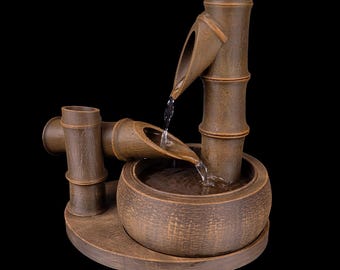 Fontaine de table de style bambou - Élément aquatique intérieur imprimé en 3D | Fontaine zen à peindre soi-même | Décoration de bureau relaxante
