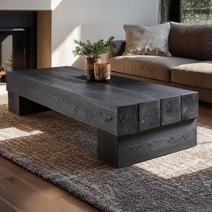 Wooden Rustic  handmade wooden coffee table live edge solid wood trestle farmhouse home decor furniture handcrafted rectangular end table