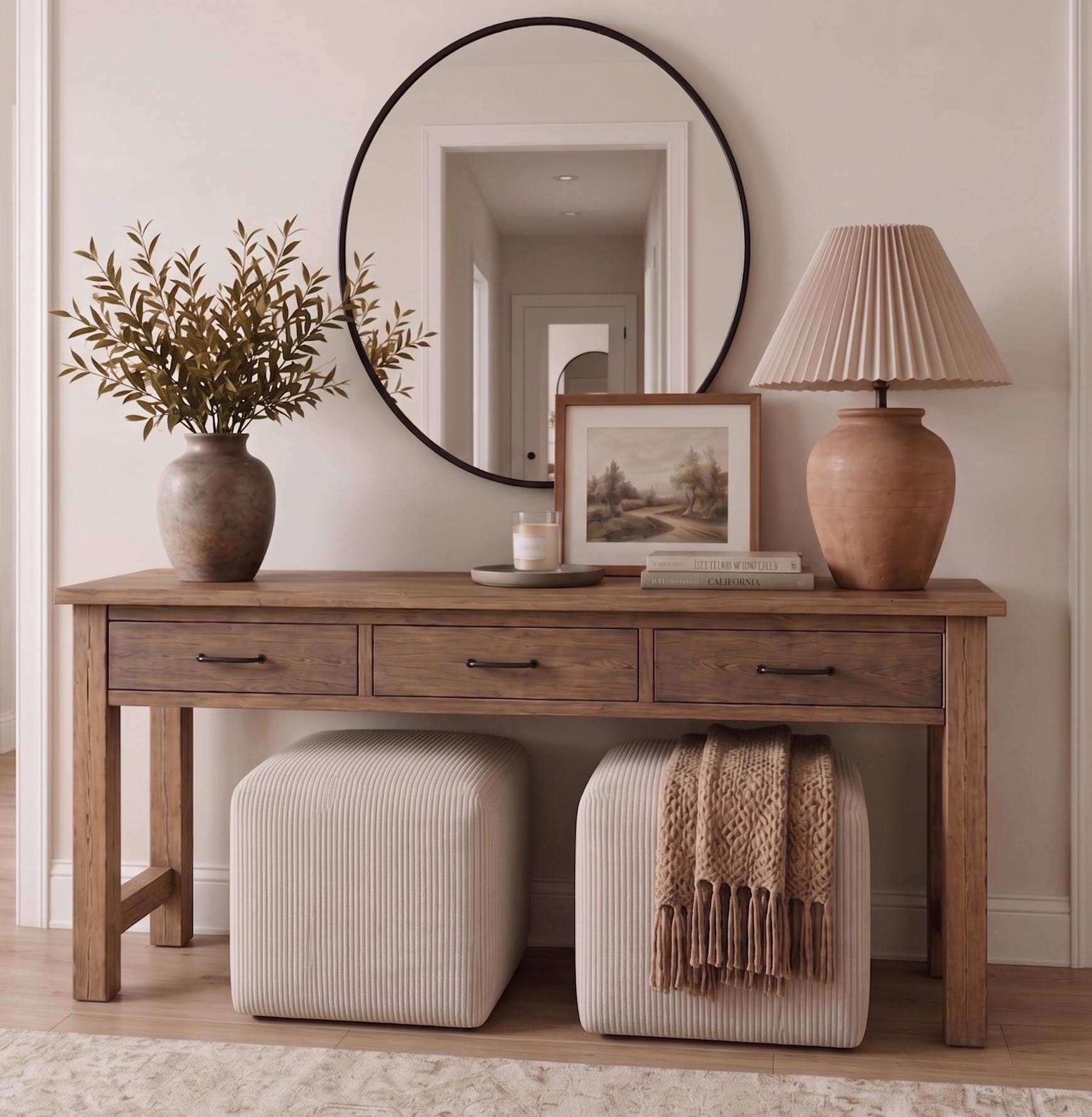 Rustic Farmhouse Console Table – Handmade Solid Wood Live Edge Hallway ...