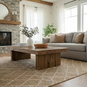 Handmade Rustic Wooden Coffee Table: Live Edge Farmhouse Decor