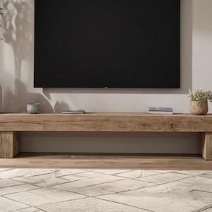 Farmhouse Rustic TV Stand – Solid Wood Media Console, Handmade Live Edge Entertainment Center
