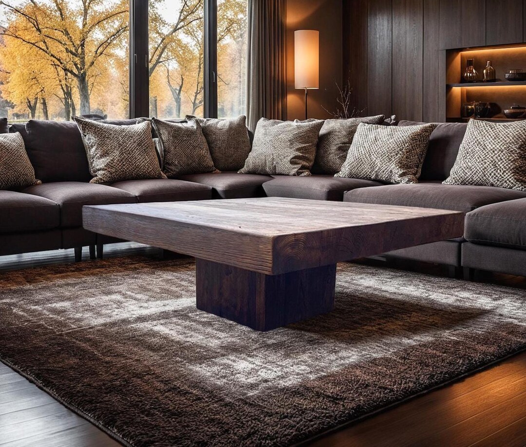 Rustic Handmade Coffee Table – Live Edge Solid Wood Trestle Farmhouse ...