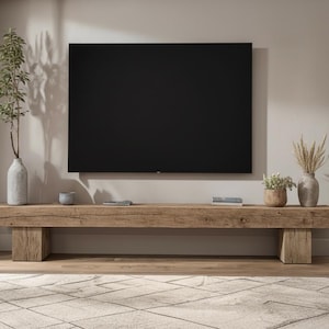 Farmhouse Rustic TV Stand – Solid Wood Media Console, Handmade Live Edge Entertainment Center