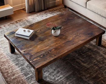 Handmade Rustic Wooden Coffee Table: Live Edge Farmhouse Decor