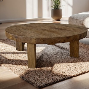 Wooden Rustic handmade Rustic round oval elips Coffee Table - Farmhouse Style natural Live Edge Handcrafted solid wood table furniture decor