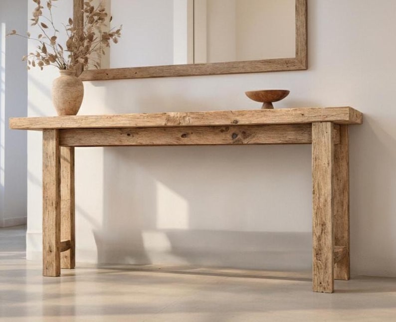 Rustic Farmhouse Console Table – Handmade Solid Wood Live Edge Hallway ...