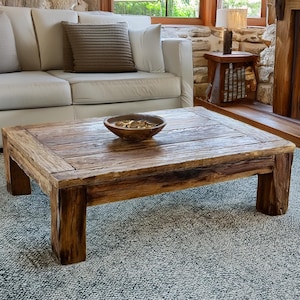 Wooden Rustic  handmade wooden coffee table live edge solid wood trestle farmhouse home decor furniture handcrafted rectangular end table