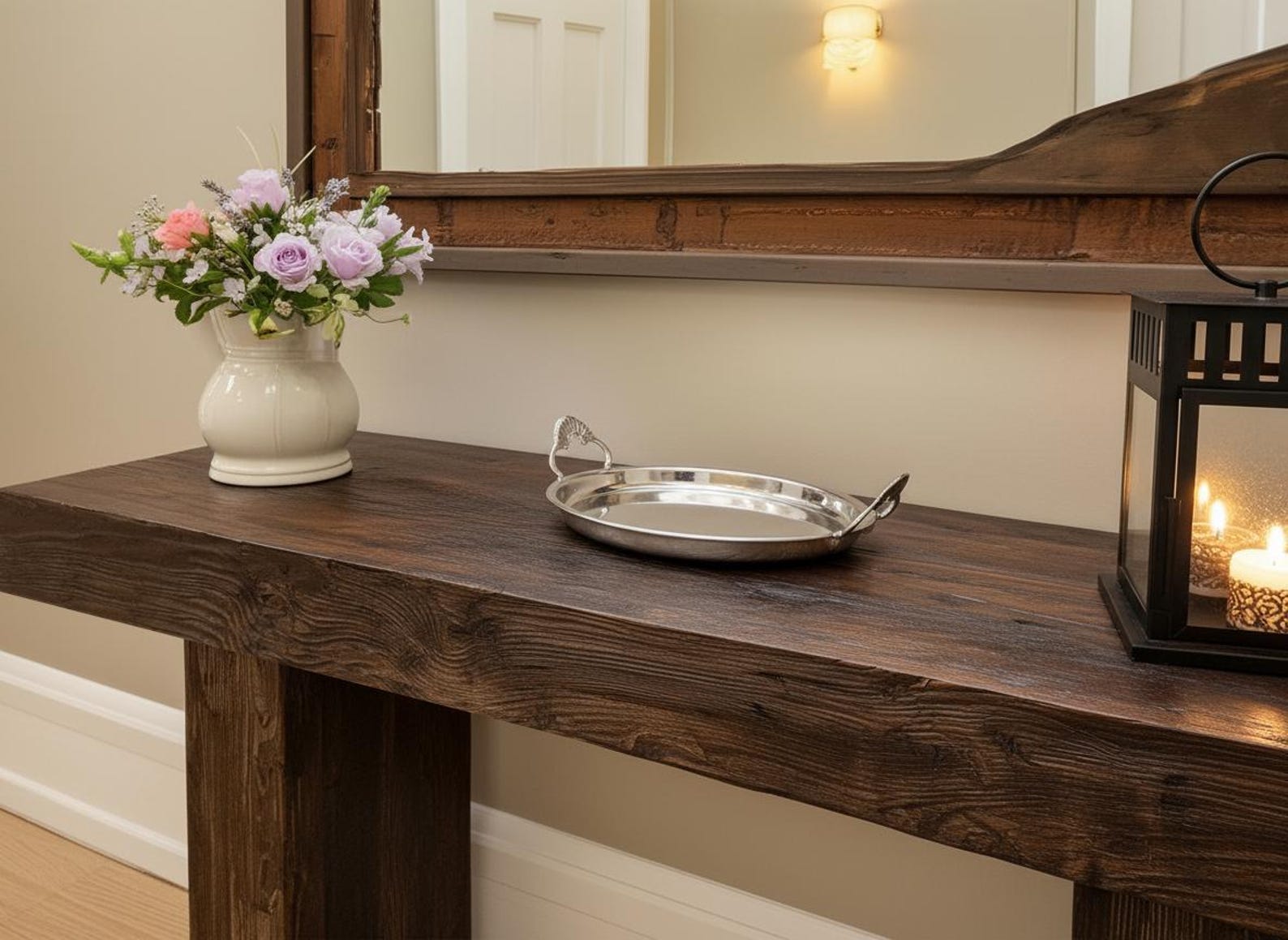 Rustic Farmhouse Console Table – Handmade Solid Wood Live Edge Hallway ...