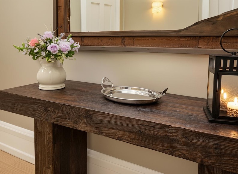 Rustic Farmhouse Console Table – Handmade Solid Wood Live Edge Hallway ...