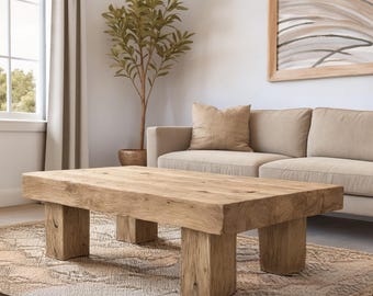Custom Rustic Coffee Table – Handmade Solid Wood Live Edge Farmhouse Rectangular End Table