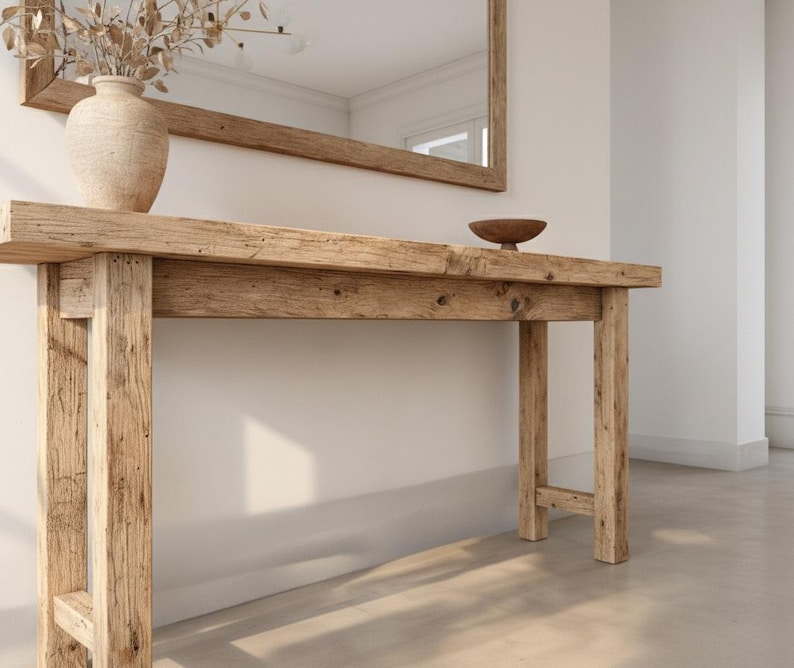 Rustic Farmhouse Console Table – Handmade Solid Wood Live Edge Hallway ...