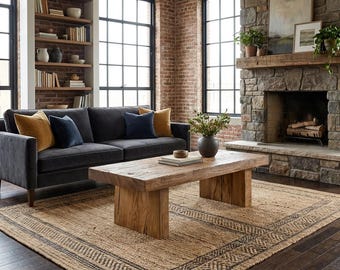 Custom Rustic Coffee Table – Handmade Solid Wood Live Edge Farmhouse Rectangular End Table