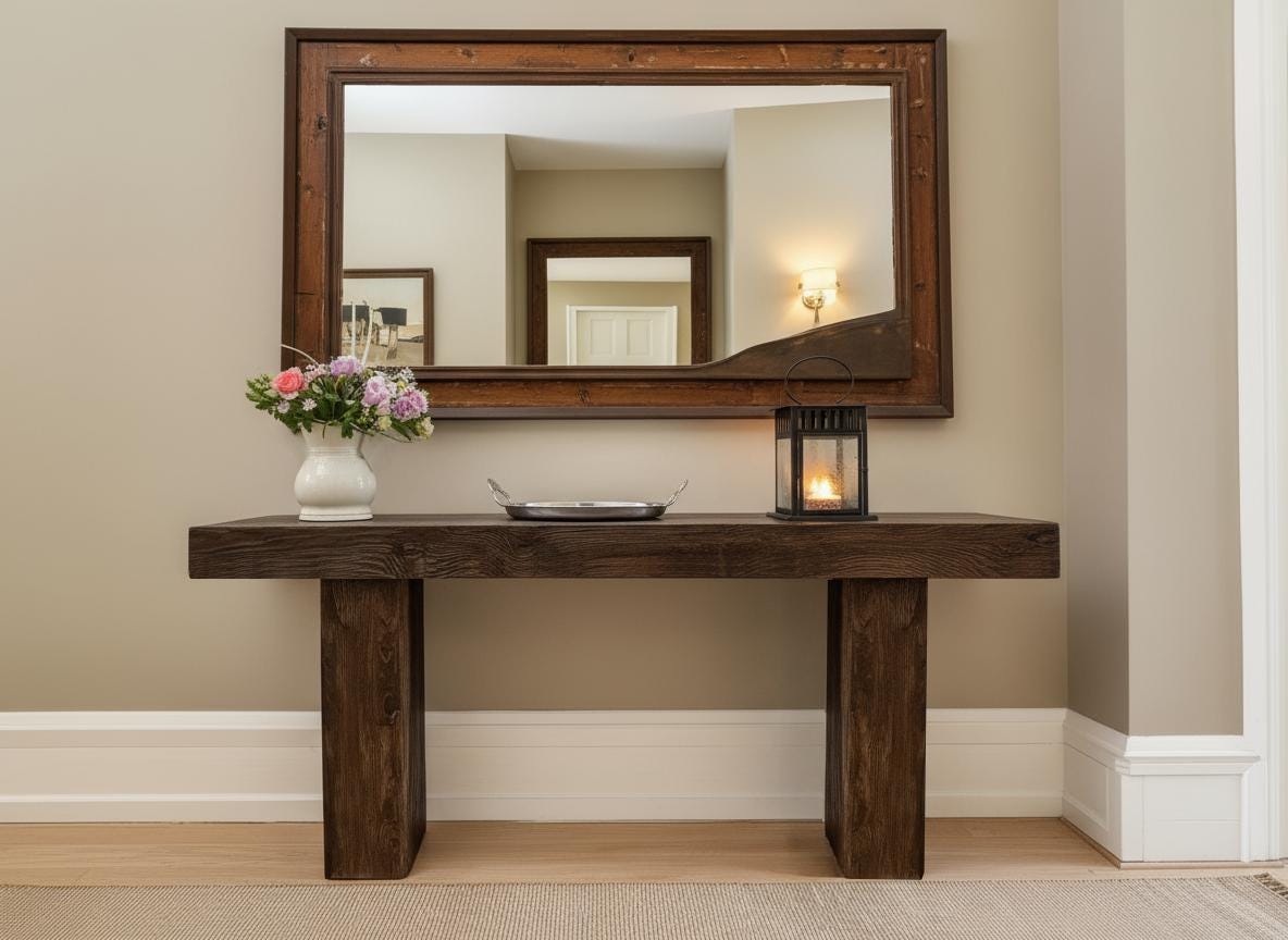 Rustic Farmhouse Console Table – Handmade Solid Wood Live Edge Hallway ...