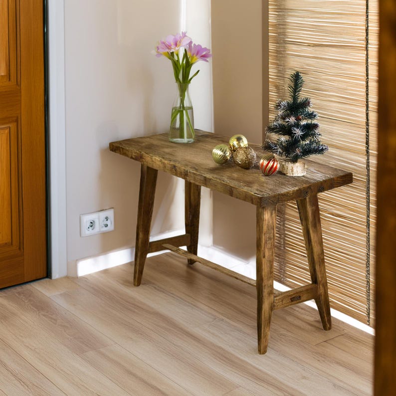 Rustic Farmhouse Console Table – Handmade Solid Wood Live Edge Hallway ...